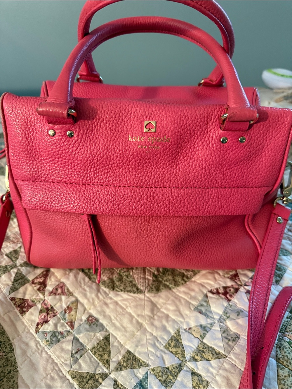 kate spade Pebbled Leather Bag - Hot Pink
